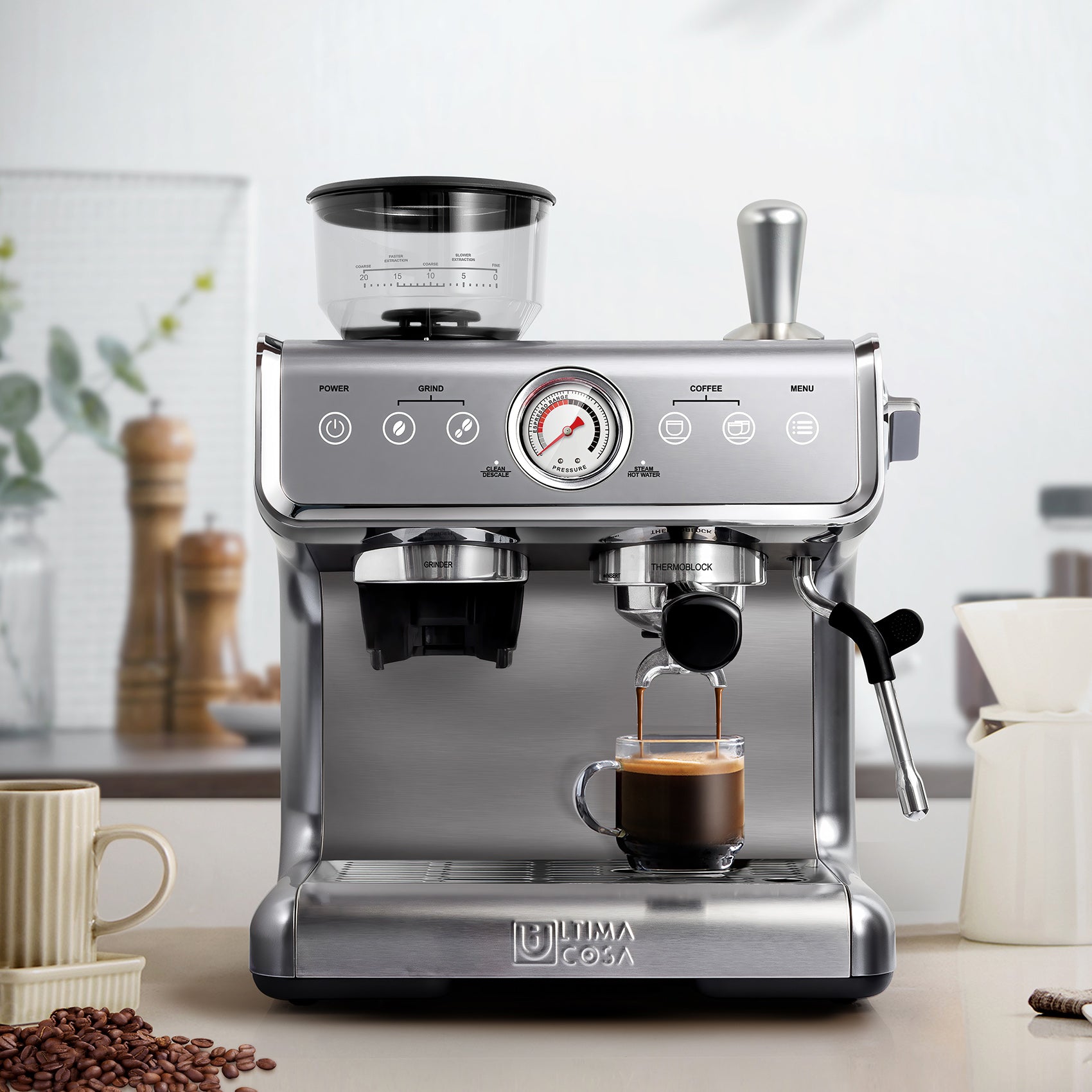 【58%OFF】Refurbished - Ultima Cosa Presto Bollente Espresso Machine with Grinder