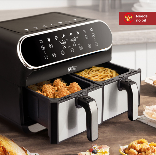 【47%OFF】Open Box Ultima Cosa Preso Luxe 8L / 8.5QT Digital Dual Zone Air Fryer