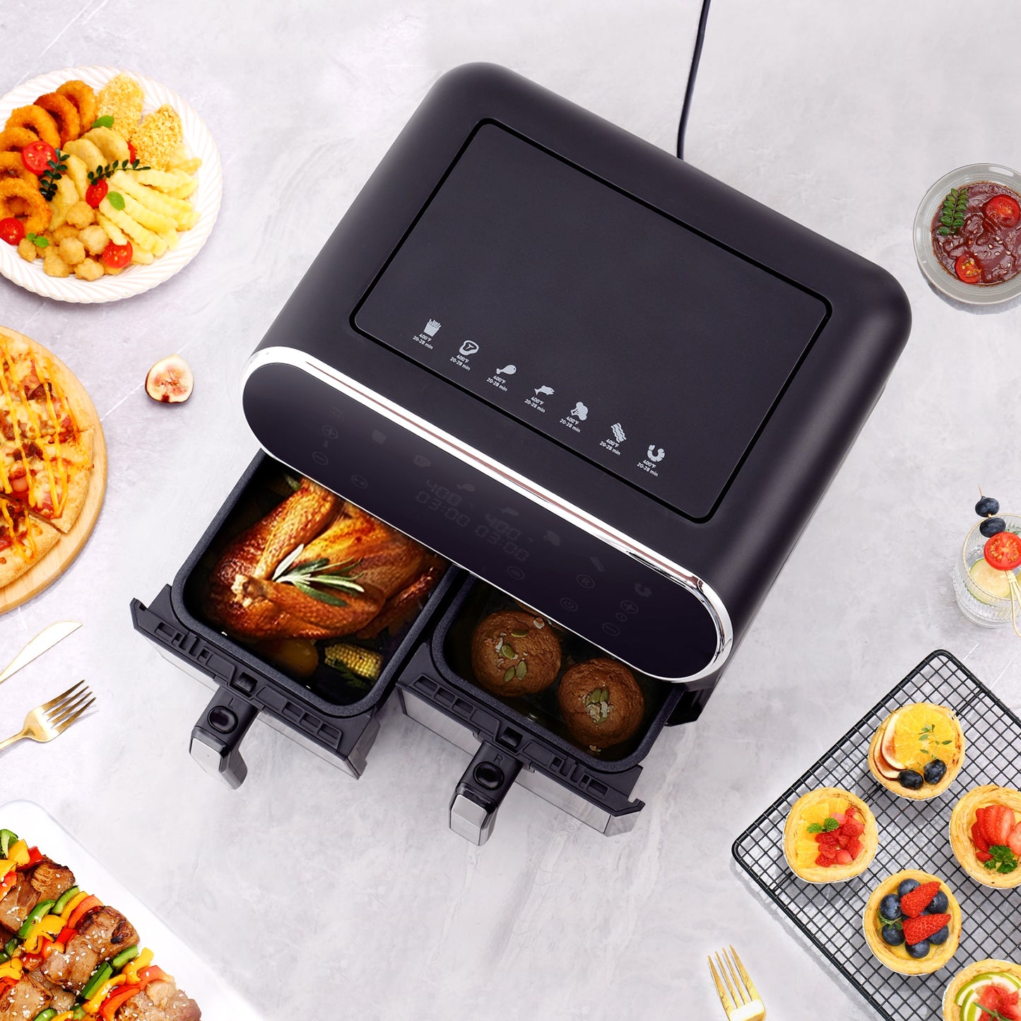 【47%OFF】Open Box Ultima Cosa Preso Luxe 8L / 8.5QT Digital Dual Zone Air Fryer