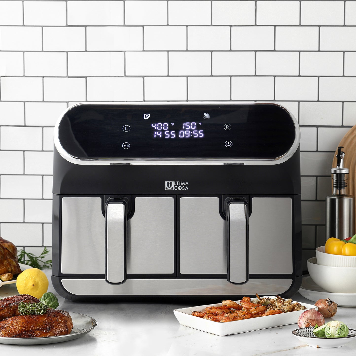 【47%OFF】Open Box Ultima Cosa Preso Luxe 8L / 8.5QT Digital Dual Zone Air Fryer