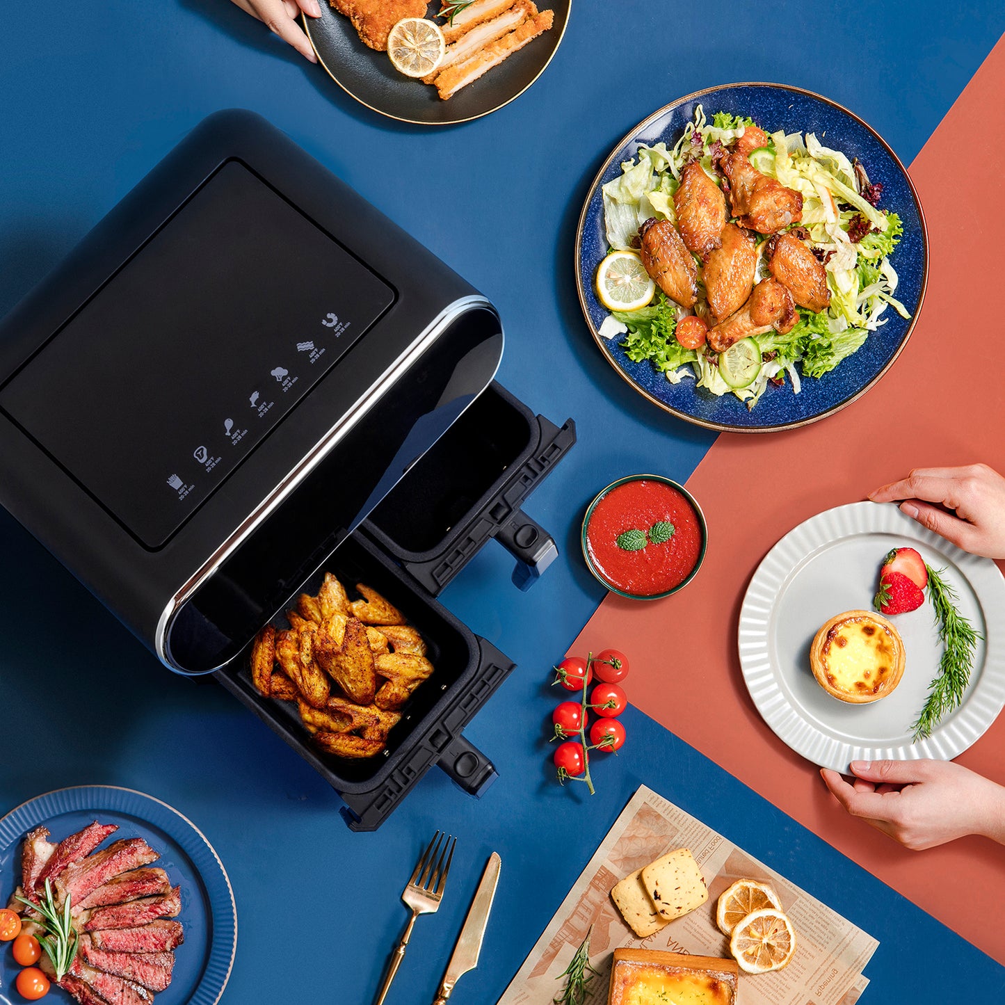 【47%OFF】Open Box Ultima Cosa Preso Luxe 8L / 8.5QT Digital Dual Zone Air Fryer