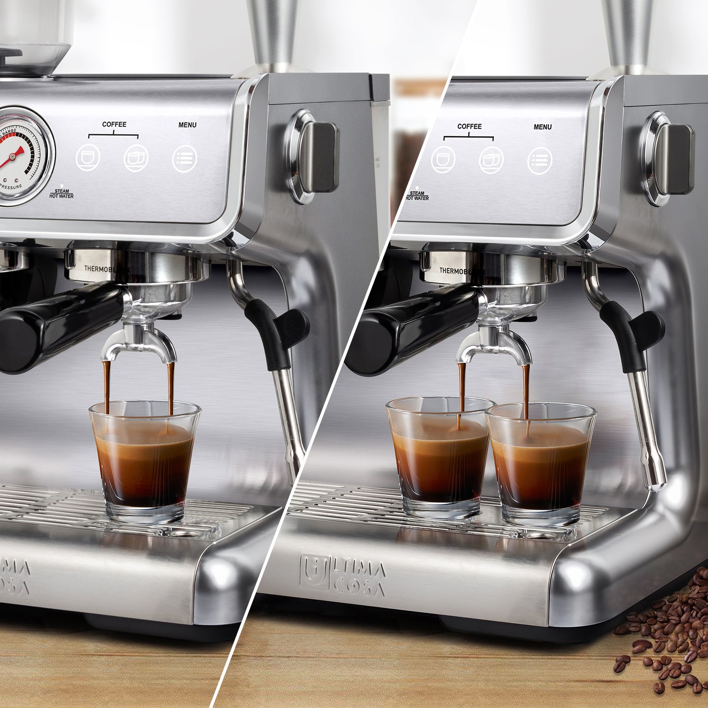 【40%OFF】Refurbished - Ultima Cosa Presto Bollente Espresso Machine with Grinder