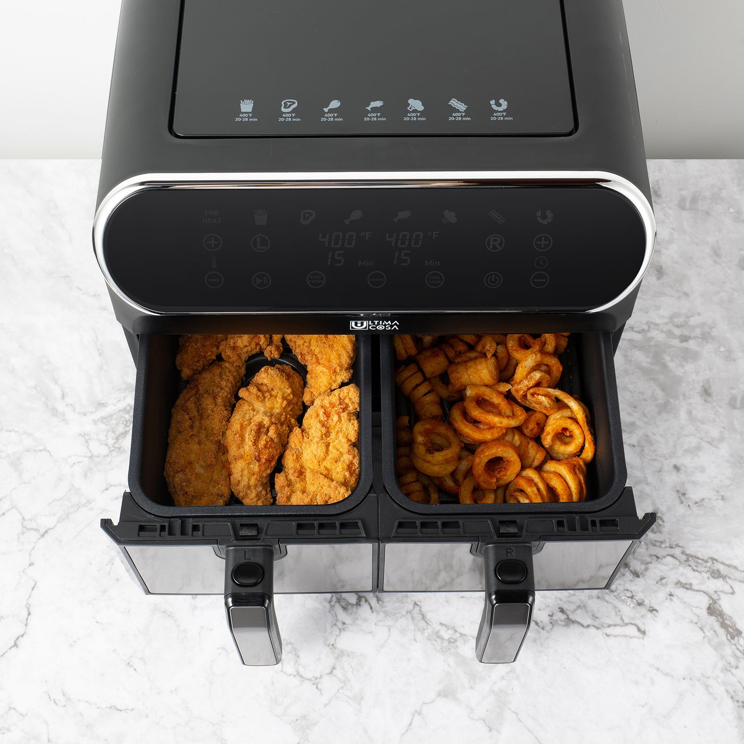 【47%OFF】Open Box Ultima Cosa Preso Luxe 8L / 8.5QT Digital Dual Zone Air Fryer