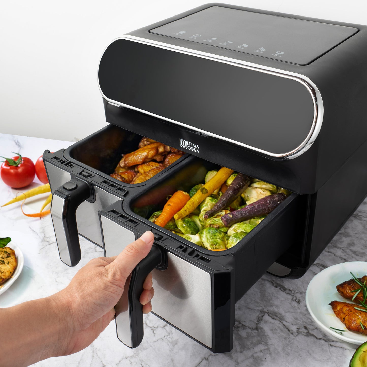 【47%OFF】Open Box Ultima Cosa Preso Luxe 8L / 8.5QT Digital Dual Zone Air Fryer