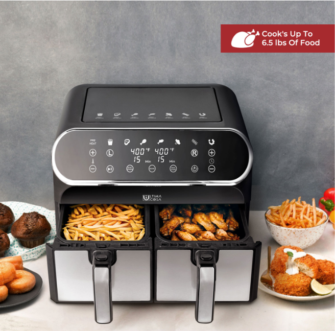 【47%OFF】Open Box Ultima Cosa Preso Luxe 8L / 8.5QT Digital Dual Zone Air Fryer