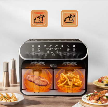 【47%OFF】Open Box Ultima Cosa Preso Luxe 8L / 8.5QT Digital Dual Zone Air Fryer