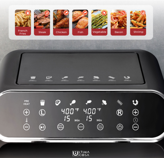 【47%OFF】Open Box Ultima Cosa Preso Luxe 8L / 8.5QT Digital Dual Zone Air Fryer